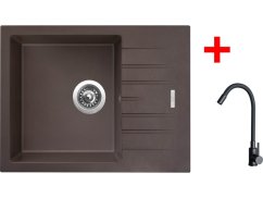 Sinks PERFECTO 650 Marone + ELASTA čierná matná