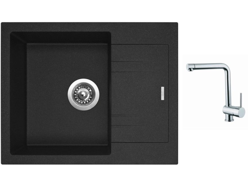 Set Sinks LINEA 600 N Granblack + batéria Sinks MIX 3 chróm