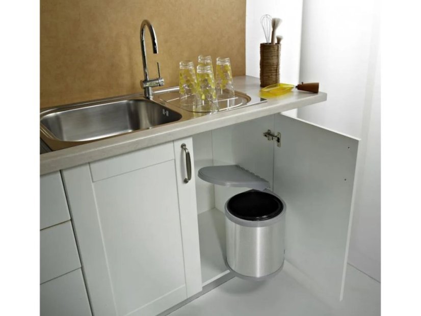 Vestavný odpadkový koš Elletipi RING - na dvířka, 10 L, plastový - 3