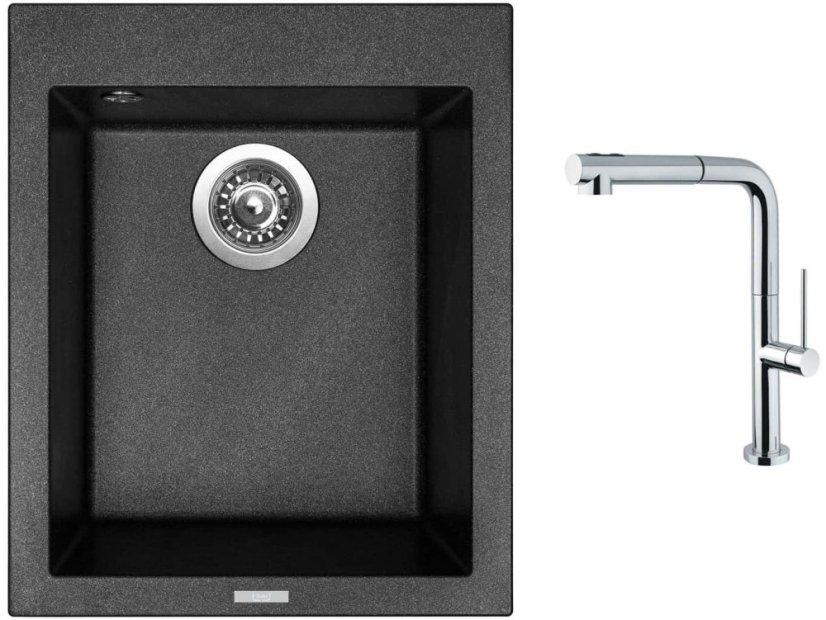 Set Sinks CUBE 410 Metalblack + batéria Sinks SLIM S2 kartáčovaná