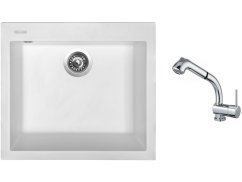 Set Sinks CUBE 560 Milk + batéria Sinks MIX 3 S Chróm