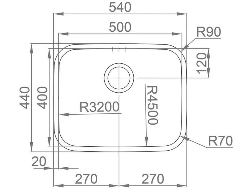 Nerezový drez Sinks INDUS 540 V 1,0mm leštený