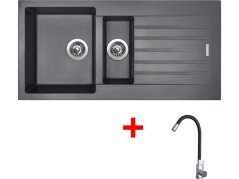 Set Sinks Perfecto 1000.1 Titanium + Elasta nerez/čierná