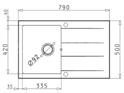 Granitový drez Pyramis Athlos 79 x 50 1B 1D Béžová