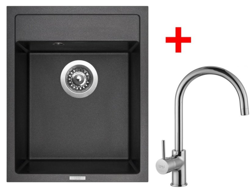 Set Sinks Classic 400 Metalblack + Vitalia