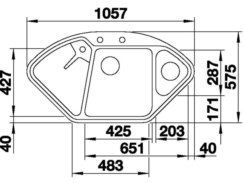Granitový drez Blanco DELTA II InFino sivá skala s excentrom