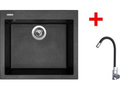 Set Sinks Cube 560 Metalblack + Elasta nerez/čierná