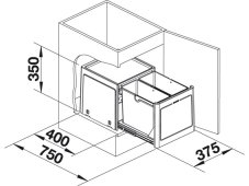 Odpadkový koš Blanco Botton Pro 45/2  Manual nákres