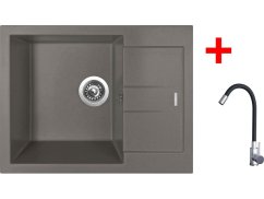 Sinks AMANDA 650 Truffle + Elasta nerez/černá