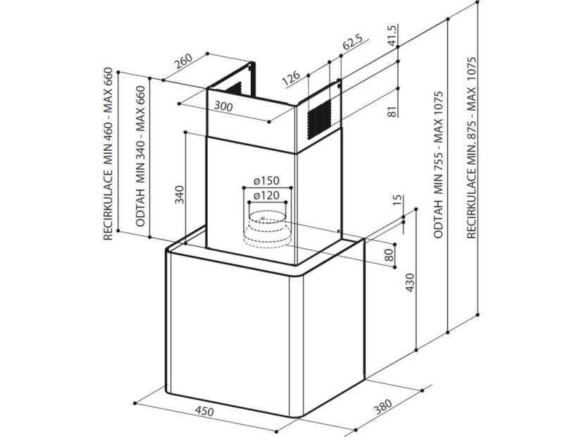 Komínová digestoř Faber LITHOS EG6 WH A45