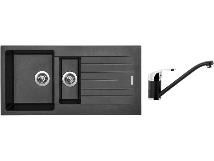 Set Sinks PERFECTO 1000.1 Metalblack + baterie Sinks PRONTO Metalblack