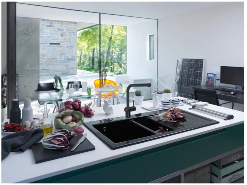 Drezová batéria Franke FC 5523.501 Atlas Neo Sensor Čierna