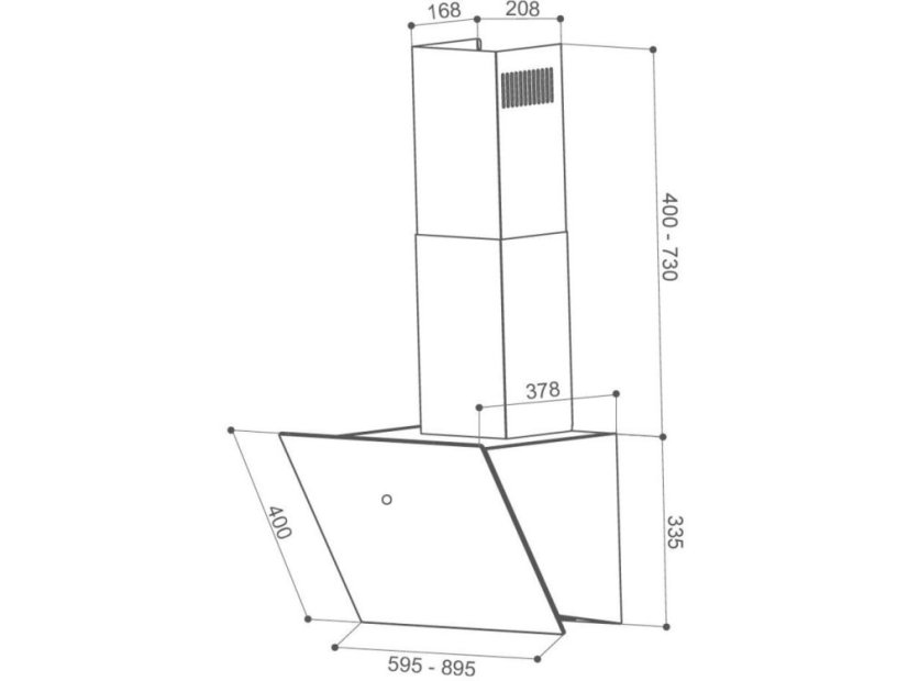 Komínová digestoř Faber VRT BK A60 nákres