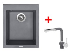 Set Sinks CUBE 410 Titanium + Mix 3 P GR