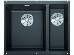 Granitový drez Blanco SUBLINE 340/160 U InFino čierna bez tiahla drez vľavo Granitový drez Blanco SUBLINE 340/160 U InFino čierna bez tiahla drez vľavo