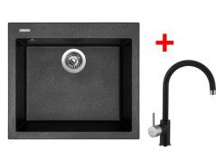 Set Sinks CUBE 560 Metalblack + Vitalia GR