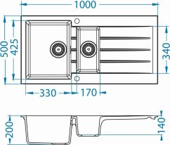 Granitový drez Alveus Cadit 80 čierny 91