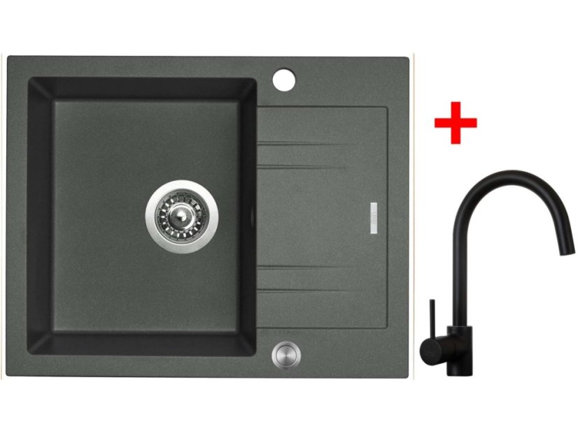 Sinks LINEA 600 XC Titanium + Vitalia černá matná