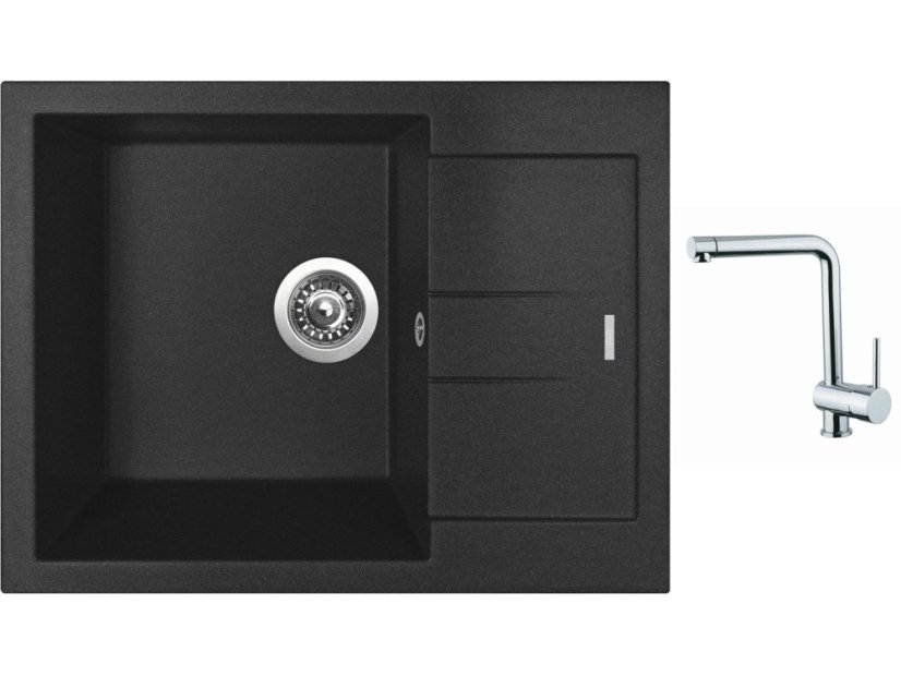Set Sinks AMANDA 650 Metalblack + baterie Sinks MIX 3 chrom