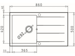 Granitový drez Pyramis Athlos 86 x 50 1B 1D Biela