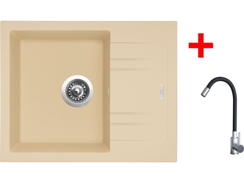 Sinks LINEA 600 Sahara + Elasta nerez/černá