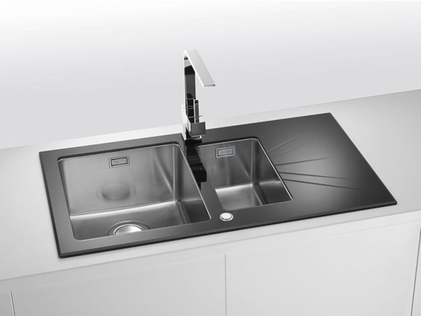 Sklenený drez Alveus Karat UP 20 čierny ľavý