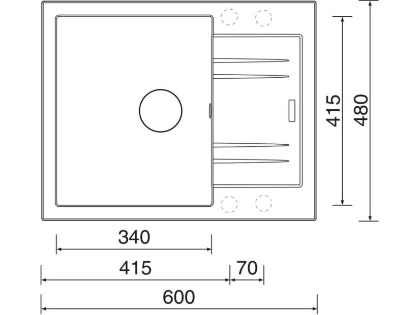 Sinks LINEA 600 XC Titanium + Elka čierná matná