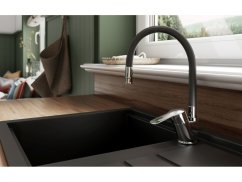 Drezová batéria s čiernym flexi ramenom Metalia 54, chróm