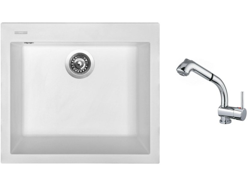 Set Sinks CUBE 560 Milk + baterie Sinks MIX 3 S Chrom