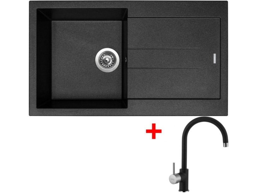 Set Sinks Amanda 860 Metalblack + Vitalia GR