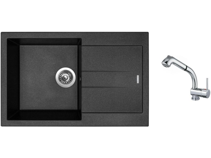 Set Sinks AMANDA 780 Metalblack + batéria Sinks MIX 3 S Chróm