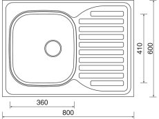 Nerezový dřez Sinks CLP-D 800 M nákres