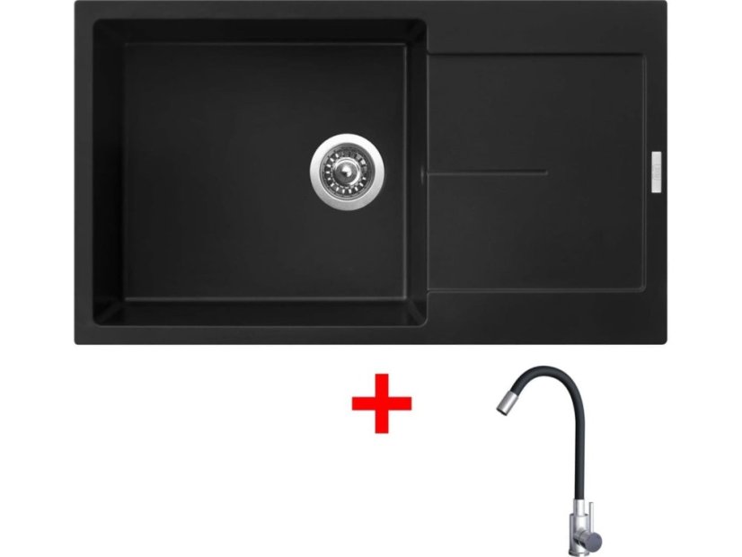 Sinks ULTIMA 860 XXL Pureblack + Elasta nerez/čierná
