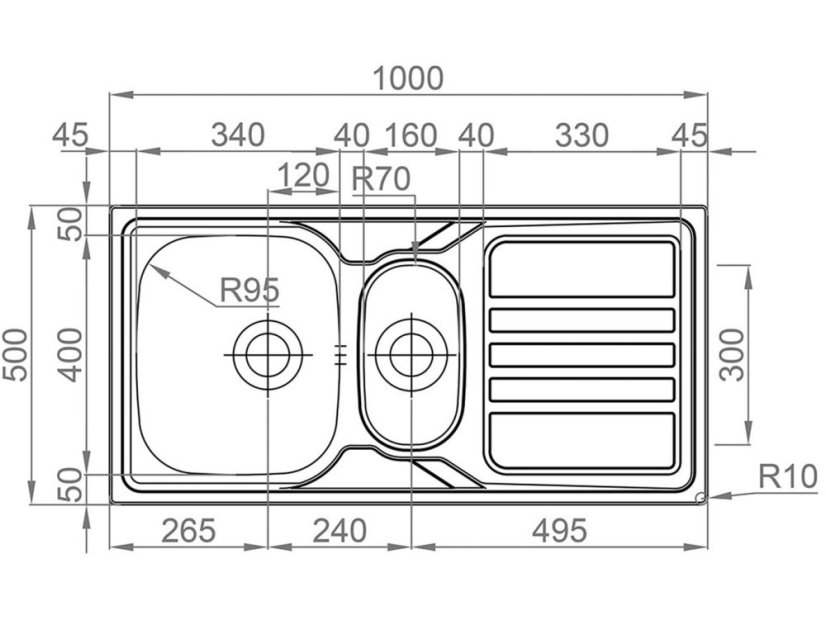 Nerezový dřez Sinks OKIO 1000.1