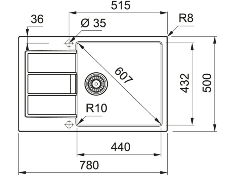 Tectonitový dřez Franke S2D 611-78 XL Šedá
