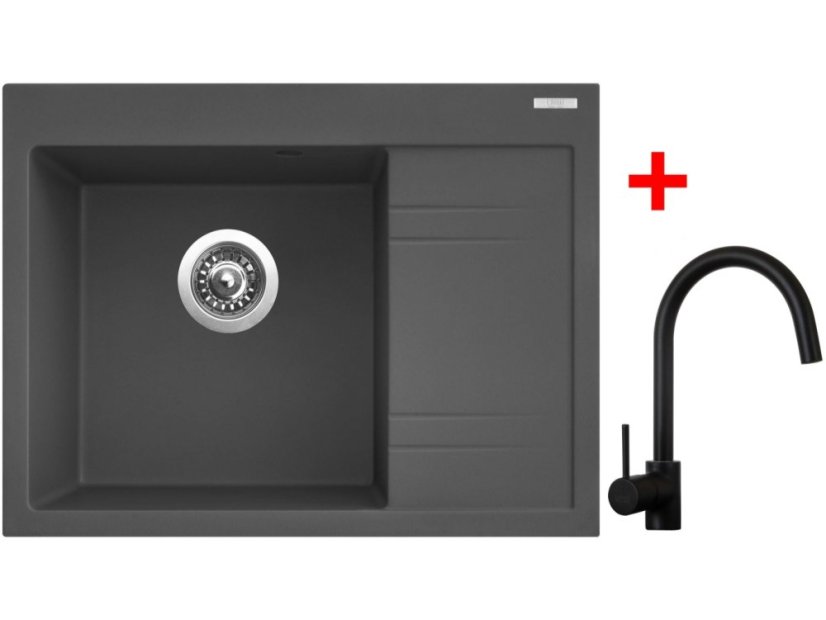 Sinks RIM 650 L Titanium + Vitalia čierná matná