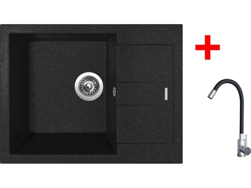 Sinks AMANDA 650 Granblack + Elasta nerez/čierná