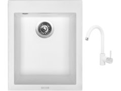 Set Sinks CUBE 410 Milk + baterie Sinks MIX 35 Milk Set Sinks CUBE 410 Milk + baterie Sinks MIX 35 Milk