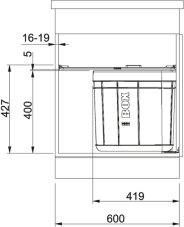Odpadkový koš Franke Solo 60 nákres