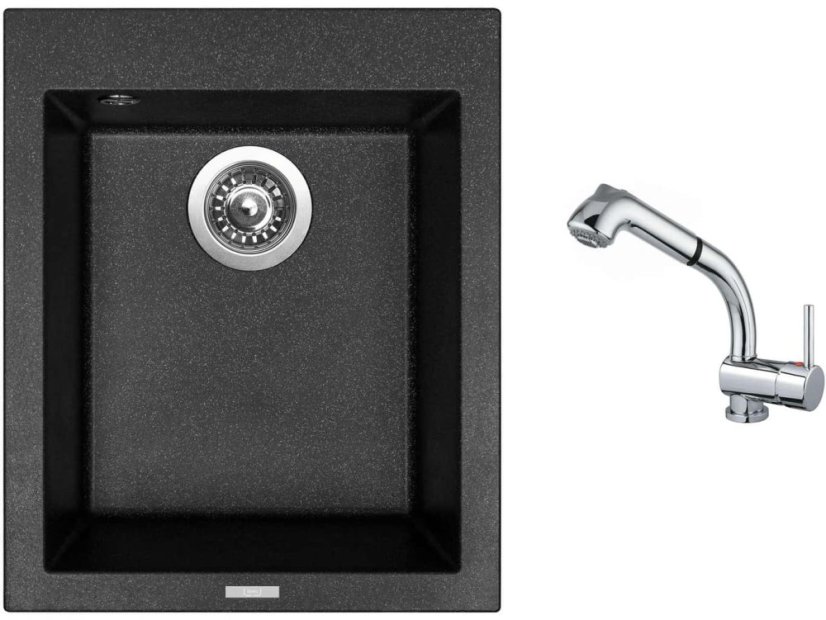 Set Sinks CUBE 410 Granblack + baterie Sinks MIX 3 S Chrom