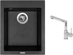 Set Sinks CUBE 410 Granblack + batéria Sinks MIX 350 P chróm