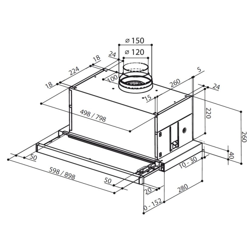 Vestavná digestoř Faber MAXIMA NG AM/X A60-nákres