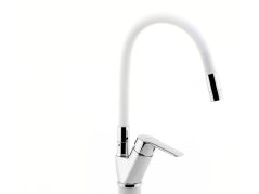 Drezová batéria s bielym flexi ramenom Metalia 54, chróm