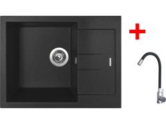 Sinks AMANDA 650 Metalblack + Elasta nerez/čierná