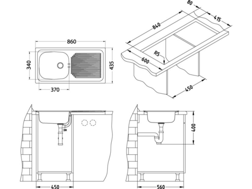 Nerezový drez Alveus Basic 60