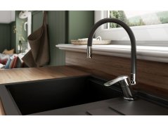 Drezová batéria s čiernym flexi ramenom Metalia 54, chróm