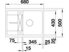 Granitový dřez Blanco METRA 45 S Compact Silgranit bílá oboustranné provedení s excentrem
