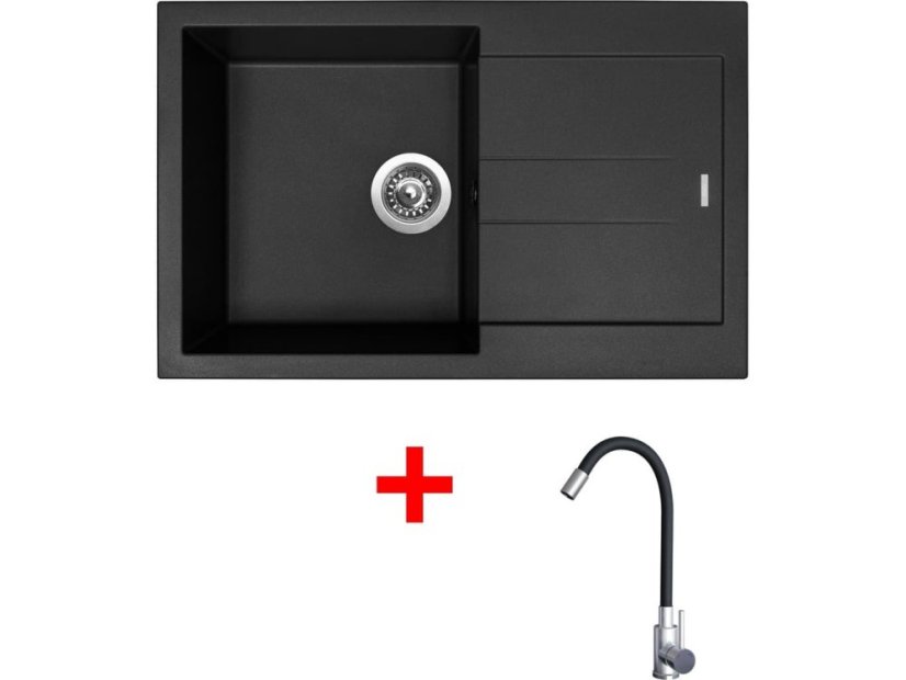 Set Sinks Amanda 780 Pureblack + Elasta nerez/černá