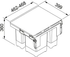 Výsuvný odpadkový koš Franke Garbo 50-3 nákres