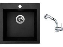 Set Sinks VIVA 455 Granblack + baterie Sinks MIX 3 S Chrom Set Sinks VIVA 455 Granblack + baterie Sinks MIX 3 S Chrom